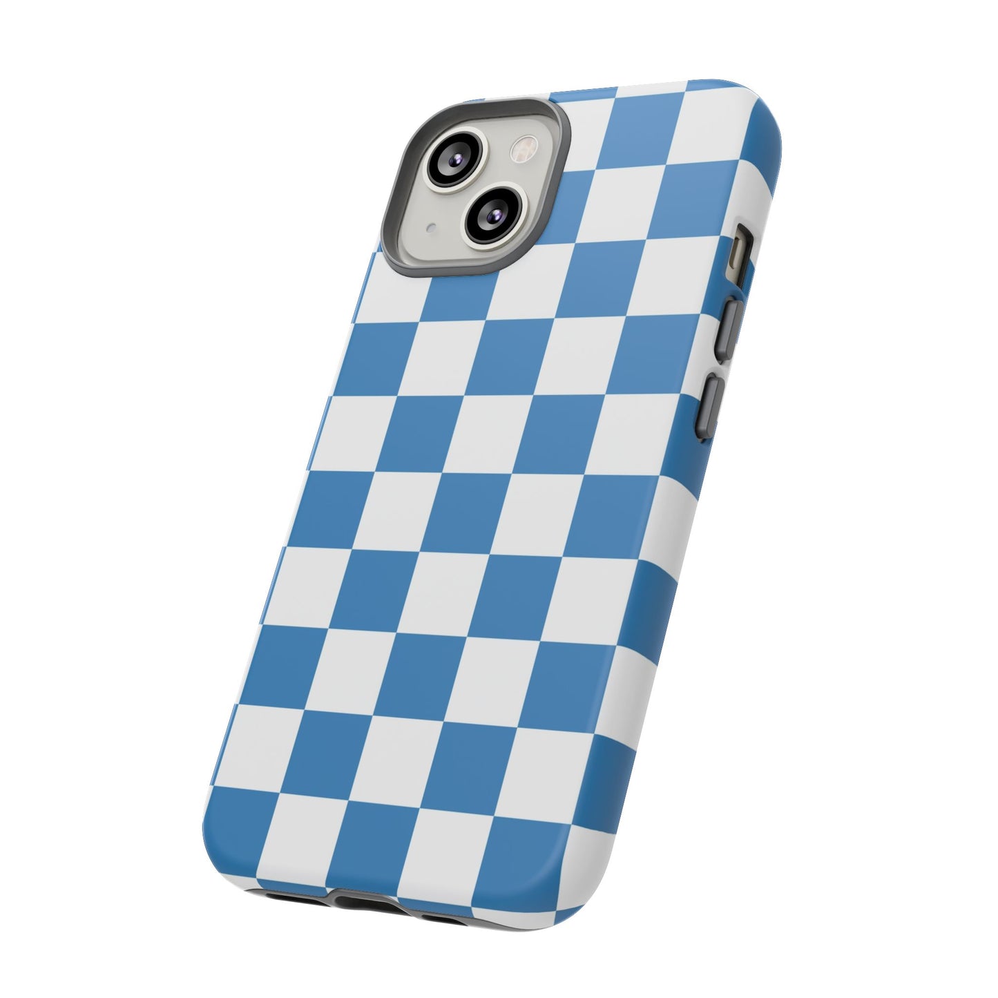 Checkered Phone Case, iPhone 17 Pro, 17, 16, 15, 14, 13, 12, 11, X, XR, XS MAX, Smartphone Cover, Blue and White Mobile Protector