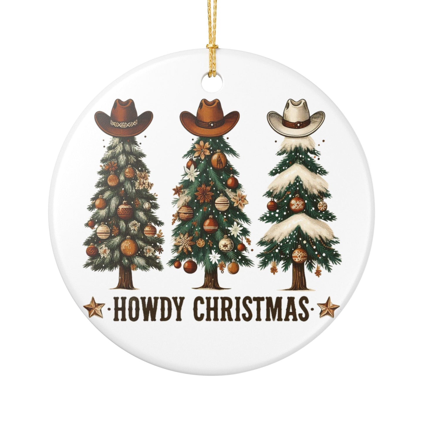 Howdy Christmas Ornament Western Cowboy Hat Christmas Tree Decor, Country Holiday Ornament, Cowgirl Cowboy Gift Farmhouse Christmas Keepsake