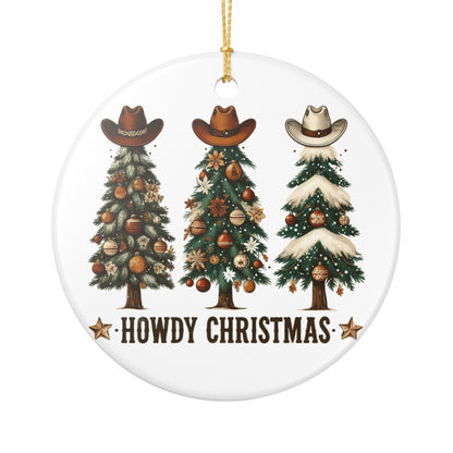 Howdy Christmas Ornament Western Cowboy Hat Christmas Tree Decor, Country Holiday Ornament, Cowgirl Cowboy Gift Farmhouse Christmas Keepsake
