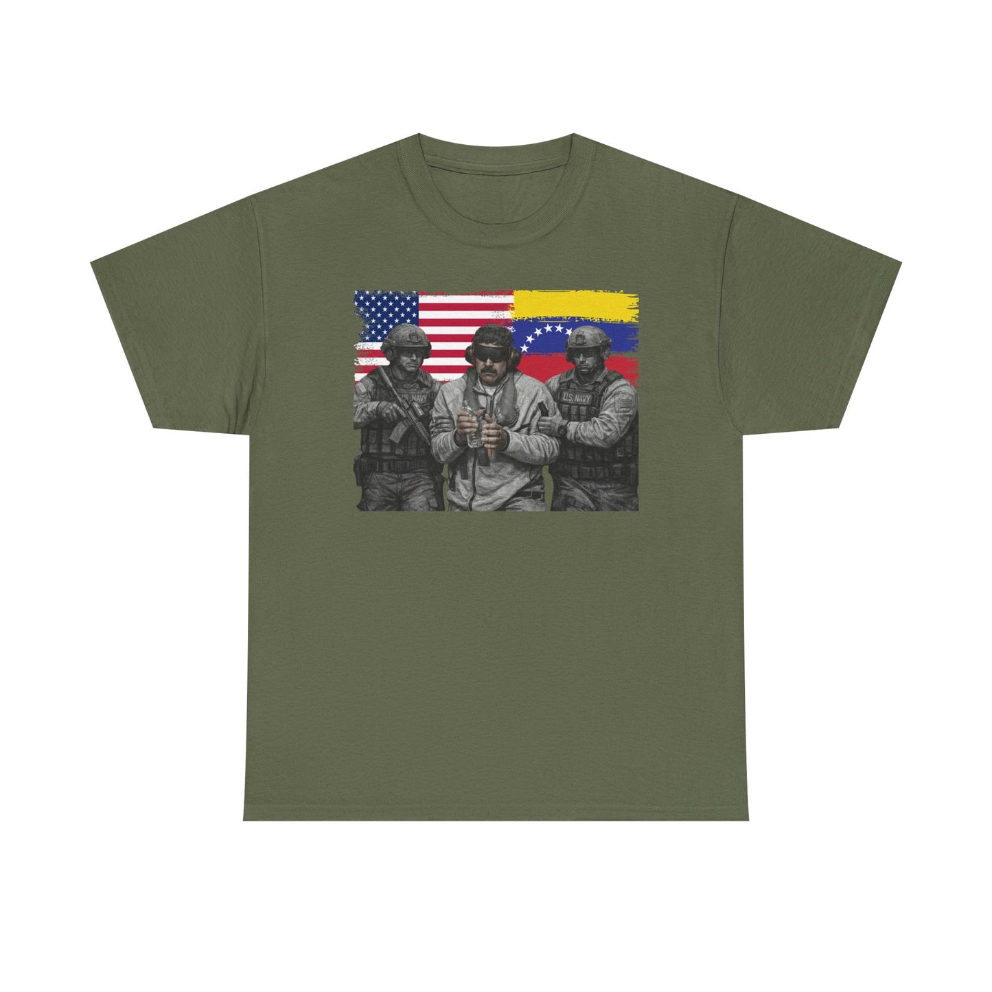 American and Venezuelan Flag Soldiers Tee, Nicolas Maduro Arrest Deportation Photo Tee T-shirt | Political Protest Graphic