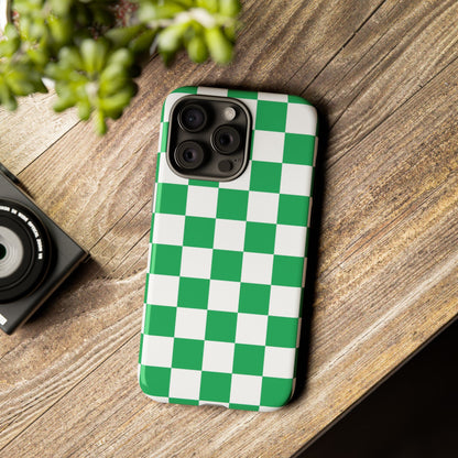 Green Checkerboard Phone Case, iPhone 17 Pro, 17, 16, 15, 14, 13, 12, 11, X, XR, XS MAX, Mobile Cover, Gift for Students, Phone Accessory
