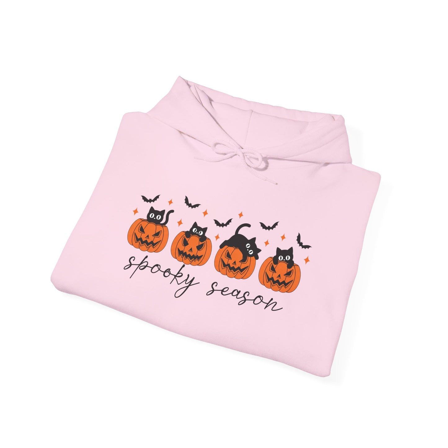 Spooky Season Hoodie, Unisex Halloween Sweatshirt Hoodie, Cozy Fall Apparel, Bat and Pumpkin Design, Perfect for Autumn Celebrations