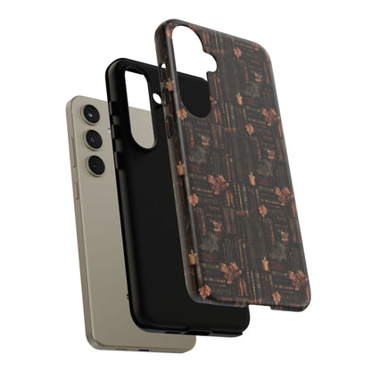 Gothic Phone Case Dark Academia Literary iPhone Samsung Cover with Books & Flowers, Phone case