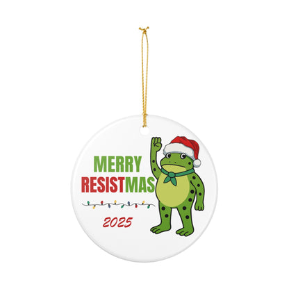 Merry Resistmas Frog Ornament 2025 – Portland Frog Activist Christmas Ornament | Abolish ICE, Feminist, Political Humor Gift