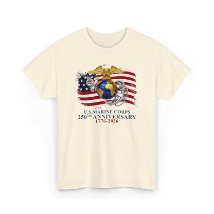 US Marine Corps 250th Anniversary T-Shirt Eagle, Globe Anchor with American Flag (1776-2026)