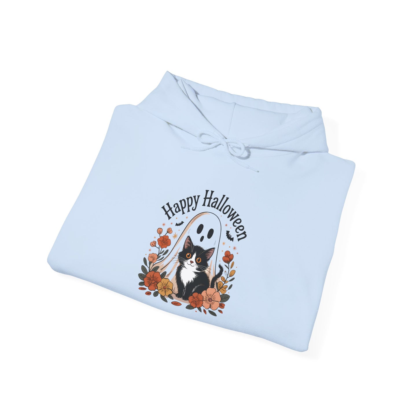 Happy Halloween Cat Hoodie, Cozy Sweatshirt hoodie for Fall Celebrations, Halloween Costume, Gift for Cat Lovers, Autumn Layering
