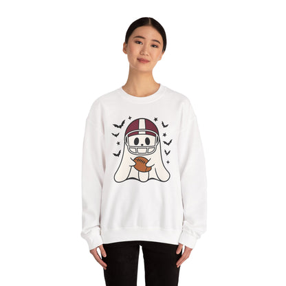Halloween Ghost Football Sweatshirt, Cozy Crewneck, Unisex Sweatshirt, Fall Apparel, Spooky Season Fashion, Ghost Design