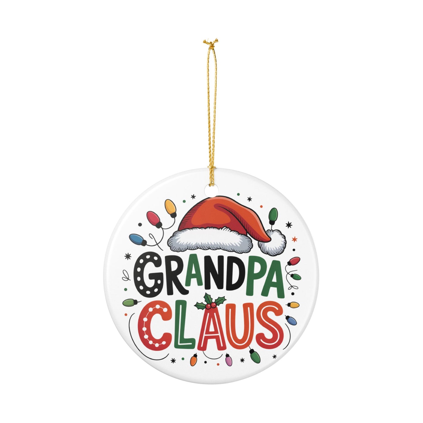 Funny Grandpa Claus Ceramic Ornament, Holiday Decor, Christmas Tree Decoration, Gift for Grandfather, Unique Holiday Keepsake