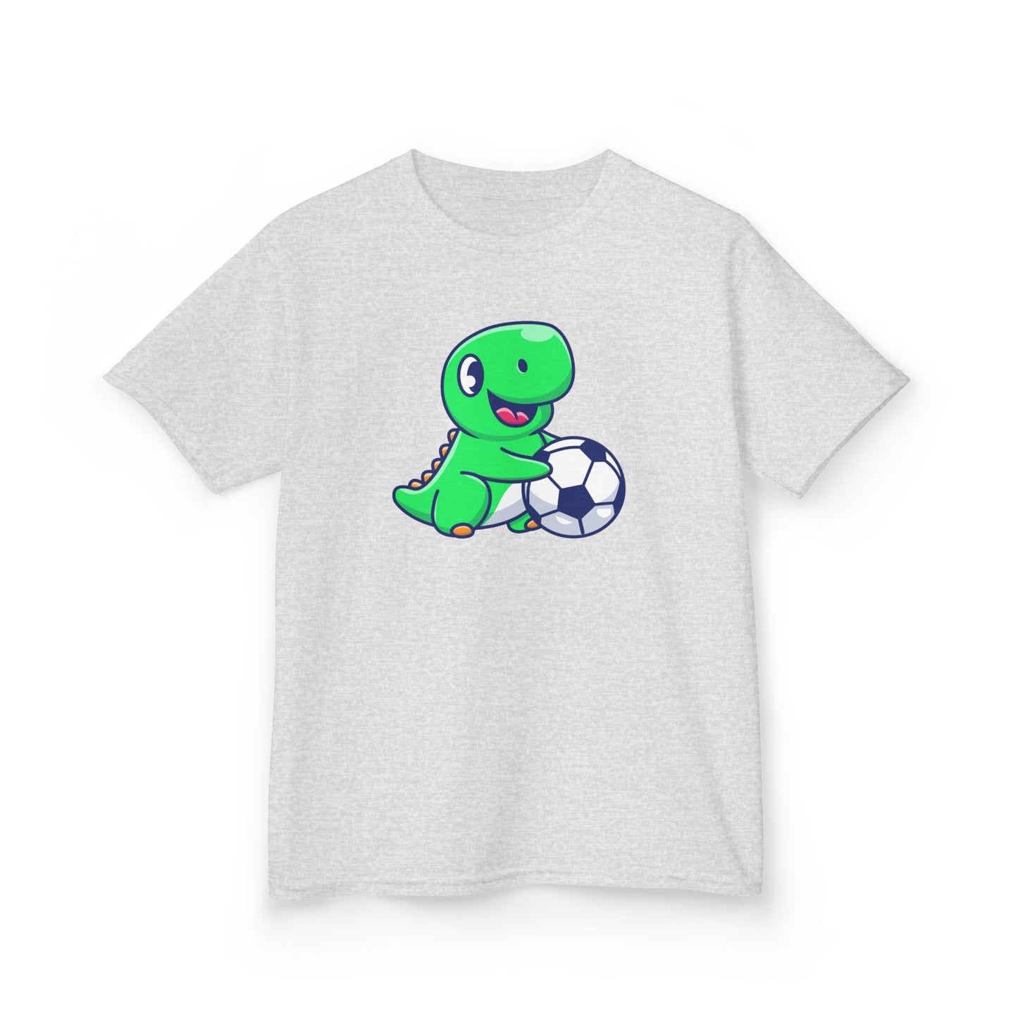 Green Dinosaur Playing Soccer Kids T-Shirt, Cute Dino Soccer Shirt for Boys Girls, Fun Youth Sports Graphic Tee, Football Lover