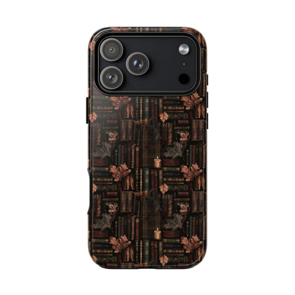 Gothic Phone Case Dark Academia Literary iPhone Samsung Cover with Books & Flowers, Phone case