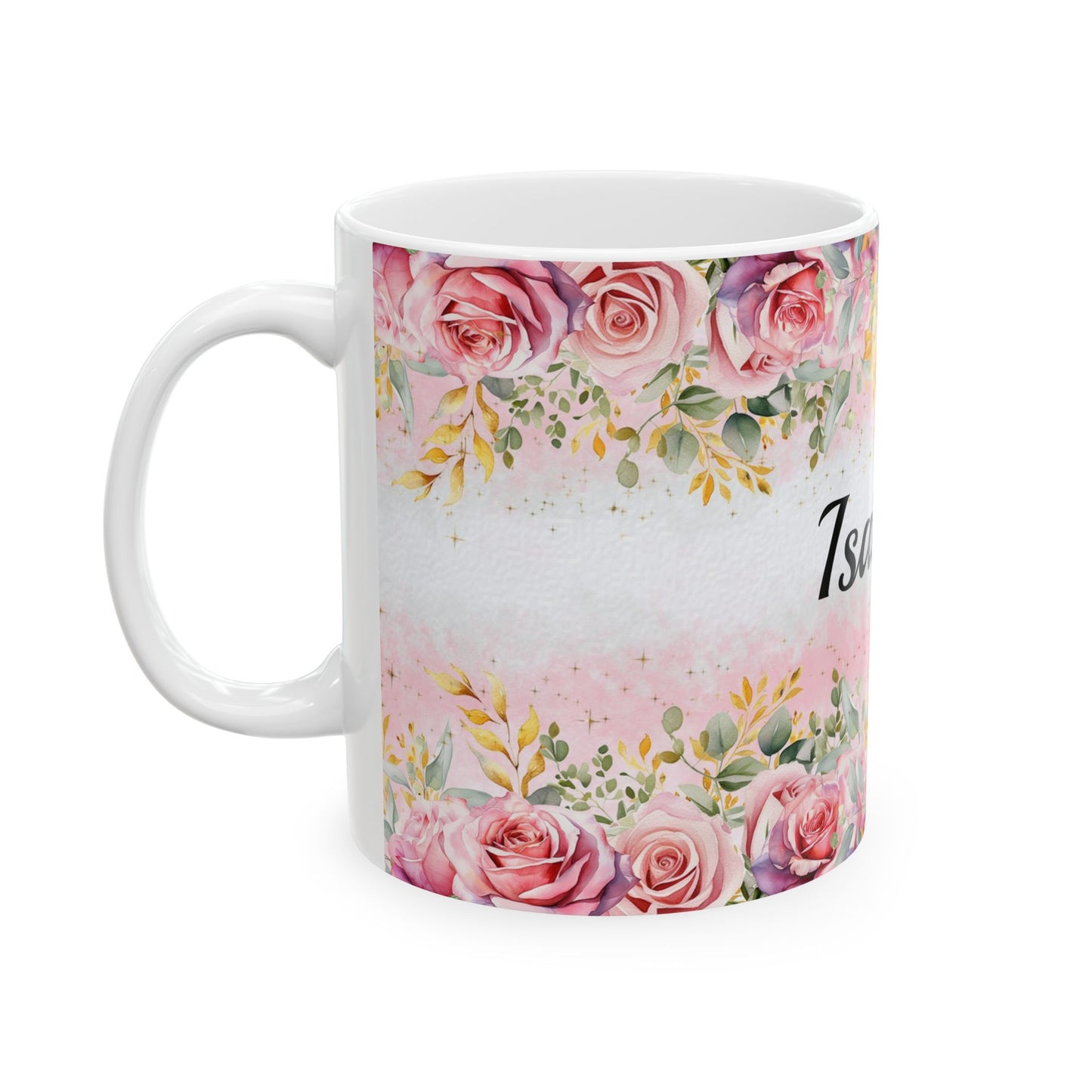 Personalized Floral Ceramic Mug, Custom Coffee Cup, Gift for Her, Birthday Mug, Cute Kitchenware, Bridesmaid Gift, Gift for Her