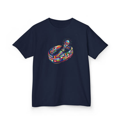 Colorful Flags Kids T-Shirt | International Flags Tee | Fun Support Shirt | 2026 World Cup USA T-Shirt, Political Soccer Fan Tee