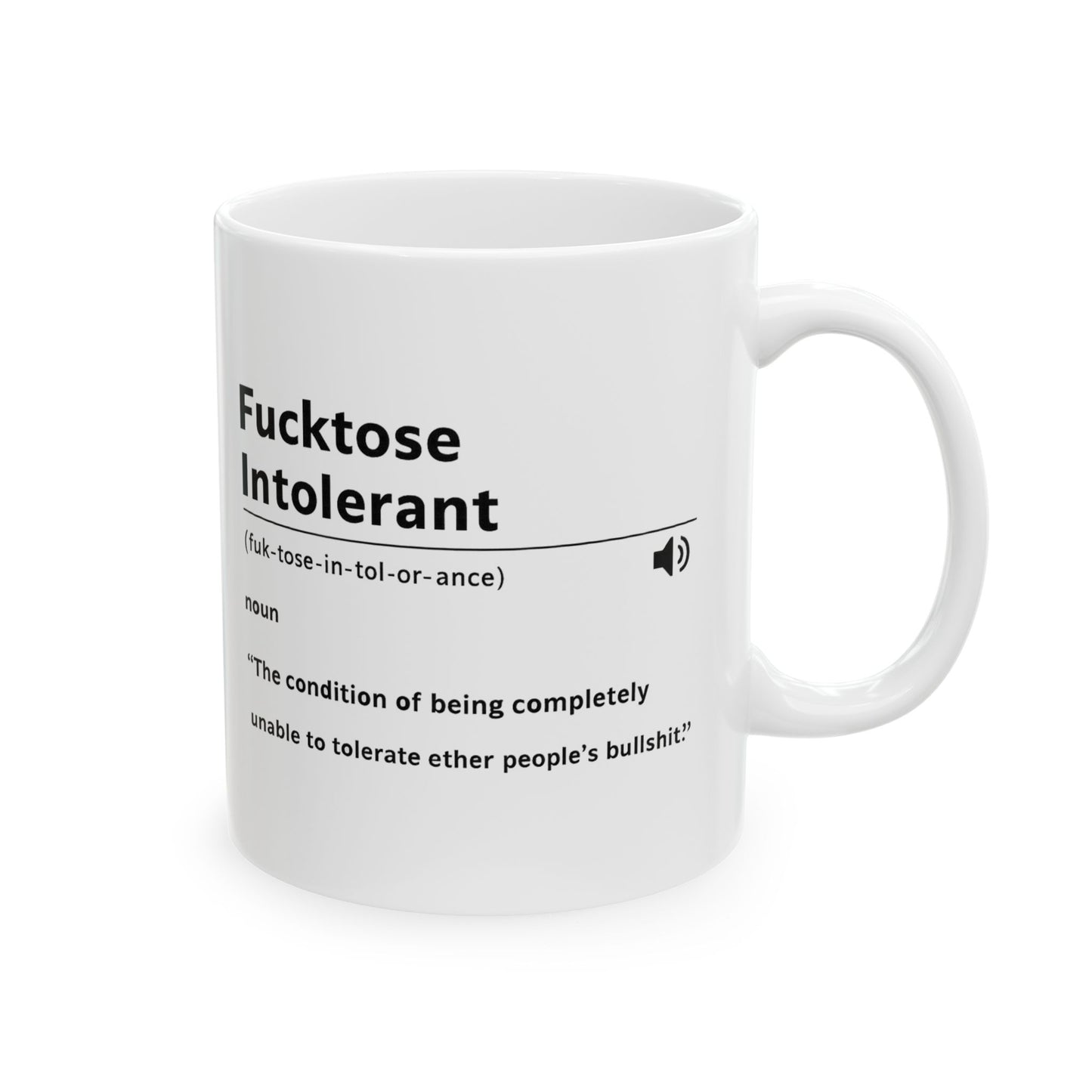 Fucktose Intolerant Coffee Mug, Sarcastic Definition Mug, Offensive Humor Mug, Funny Gag Gift, Coffee Lovers Ceramic Cup