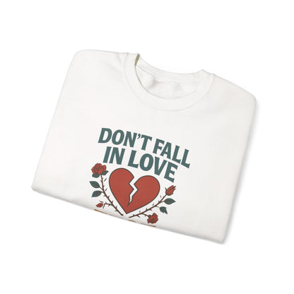 Don't Fall in Love Fest 2025 Sweatshirt, Broken Heart Floral Crewneck, Anti Love Sweater, Festival Aesthetic Pullover, Valentines Gift