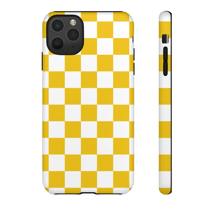 Yellow Checkered Phone Case - iPhone 17 Pro, 17, 16, 15, 14, 13, 12, 11, X, XR, XS MAX, Gift for Friends