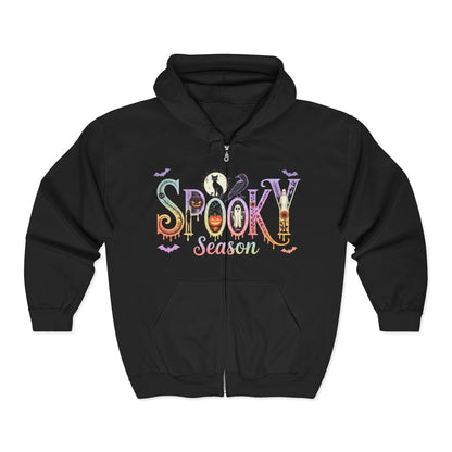 Spooky Season Full Zip Hoodie - Perfect for Halloween, Cozy Wear, Fall Fashion, Unisex Comfort, Gifting Idea