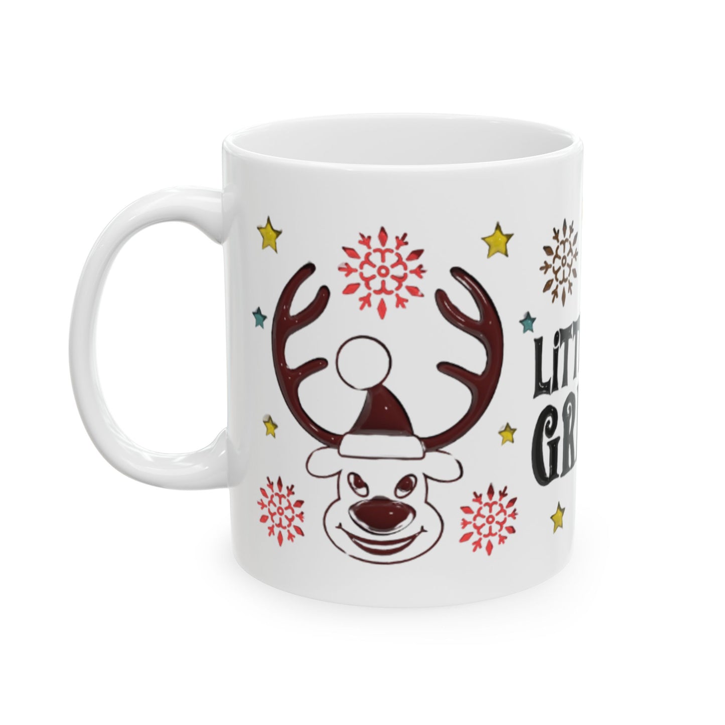 Little Grinch Mug, Cute Christmas Coffee Cup, Santa Hat Reindeer Holiday Mug, Funny Cocoa Cup for Kids & Family, Xmas Gift Idea