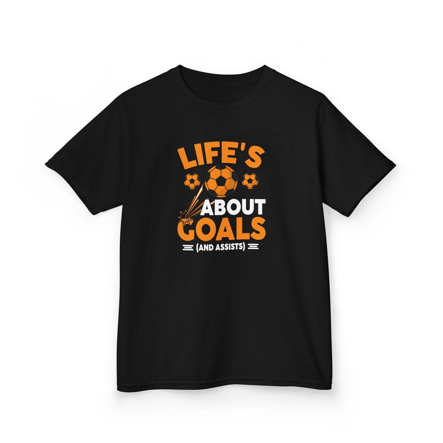 Life's About Goals Kids T-Shirt | Soccer Graphic Tee | Fun Teamwork Shirt for Boys & Girls | Cotton Youth Sports Top, FIFA World Cup 2026