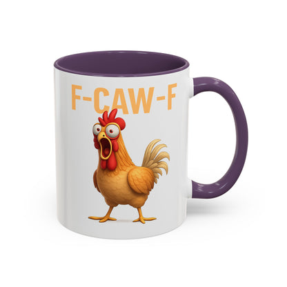 Funny Rooster Mug F-CAW-F Chicken Coffee Mug, Adult Humor Farm Animal Cup, Chicken Meme Mug, Gag Gift 11oz 15oz