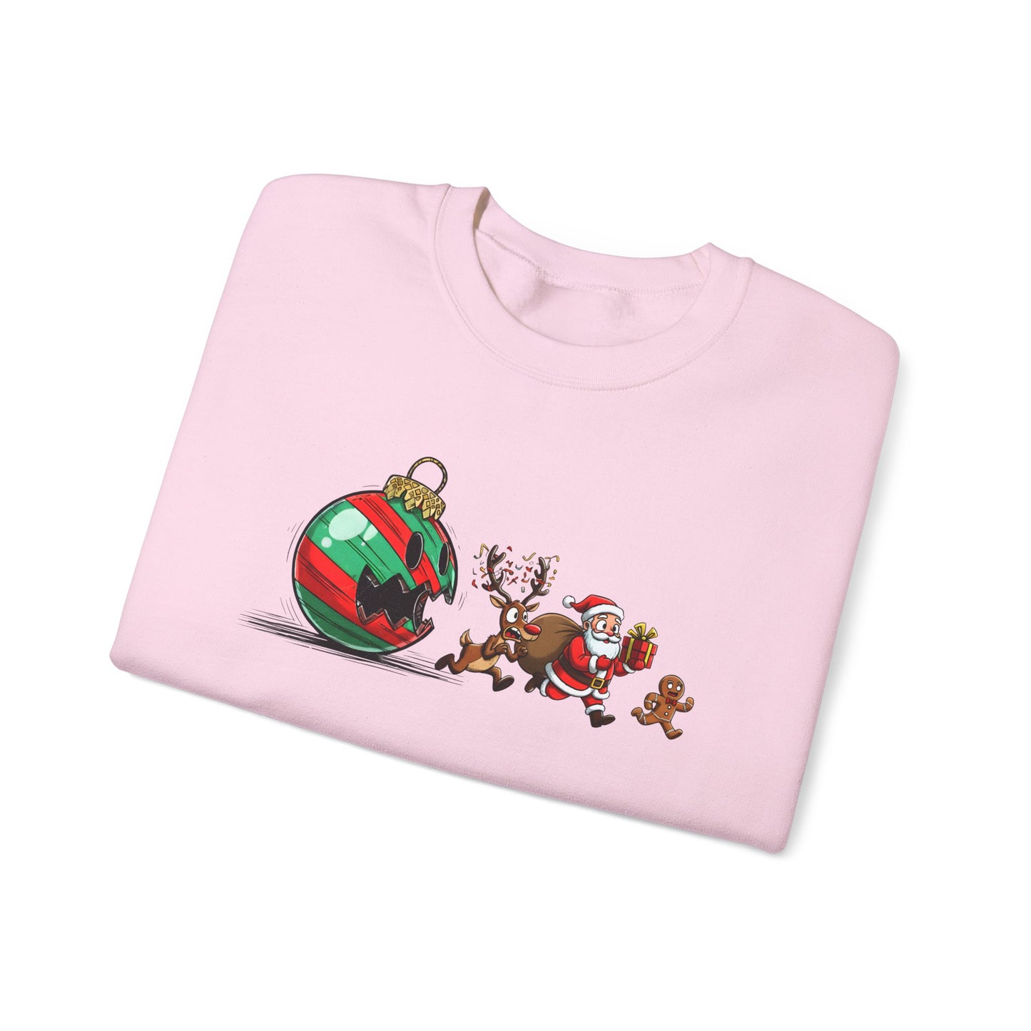 Funny Santa Running Christmas Sweatshirt | Cute Holiday Crewneck | Santa Reindeer Gingerbread Sweater | Christmas Gift