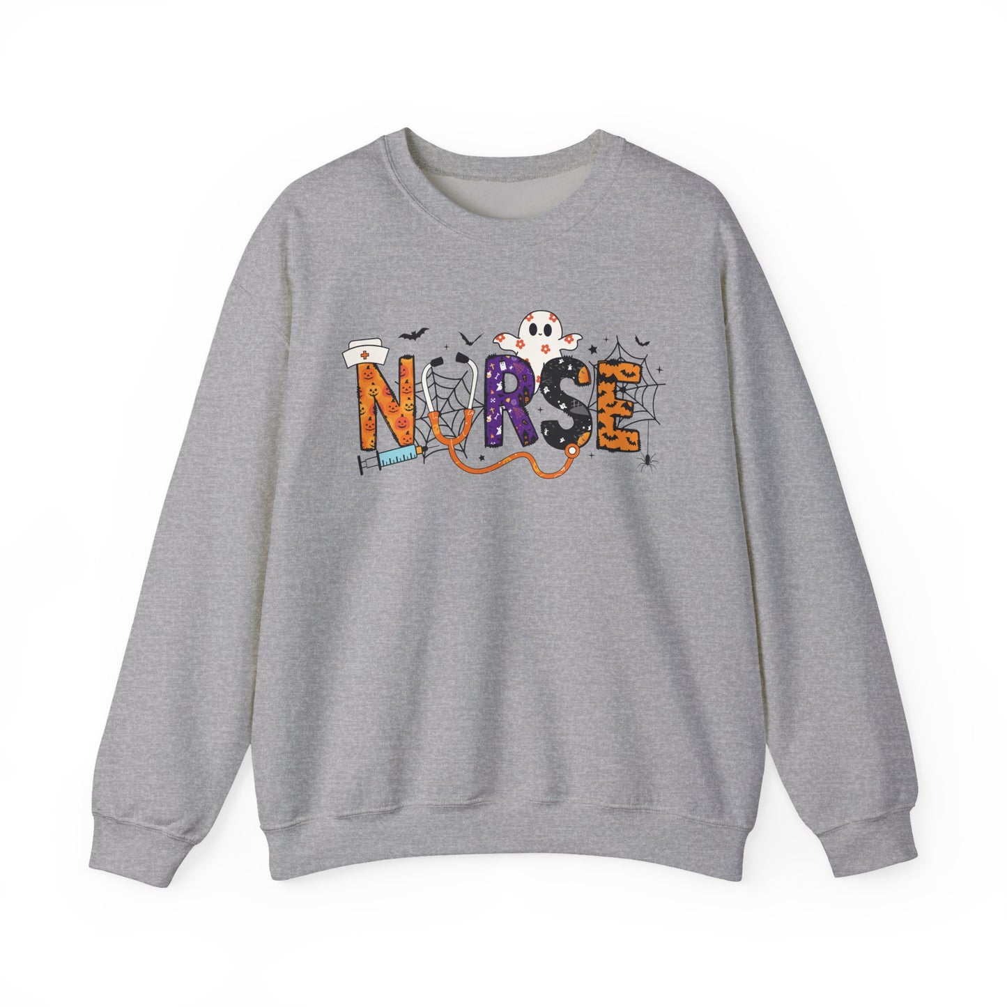 Nurse Themed Crewneck Sweatshirt - Cozy Nursing Apparel, Perfect Gift for Healthcare Workers, Halloween Style, Comfortable Unisex