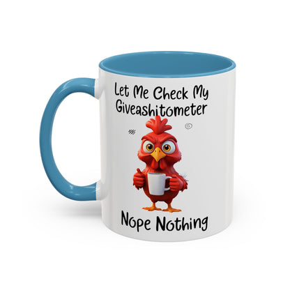 Funny Giveashitometer Mug | Sarcastic Coffee Mug with Rooster | Sassy Office Mug | Gift for Coworkers Friends