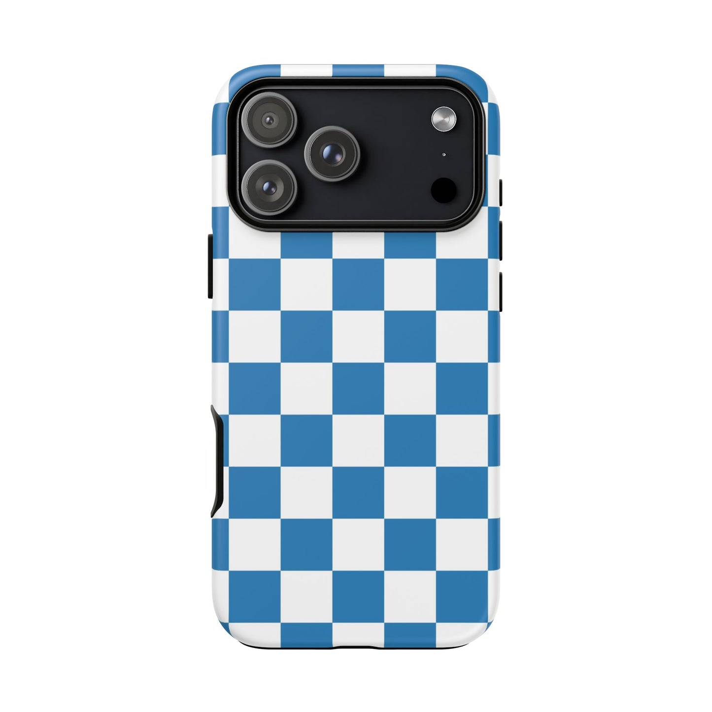 Checkered Phone Case, iPhone 17 Pro, 17, 16, 15, 14, 13, 12, 11, X, XR, XS MAX, Smartphone Cover, Blue and White Mobile Protector