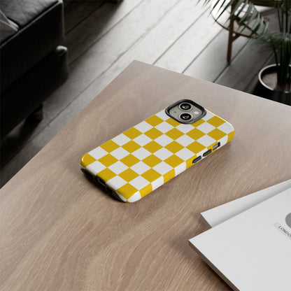 Yellow Checkered Phone Case - iPhone 17 Pro, 17, 16, 15, 14, 13, 12, 11, X, XR, XS MAX, Gift for Friends
