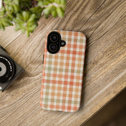 Boho Checkered Phone Case | Neutral Aesthetic Plaid Case | Retro Minimalist Check Design | iPhone Cover | Samsung Cover