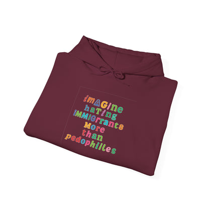 Imagine Hating Immigrants More Than Pedophiles Hoodie, Bold Statement  hoodie, Activist Equality Pullover,  Human Rights Protest Gift