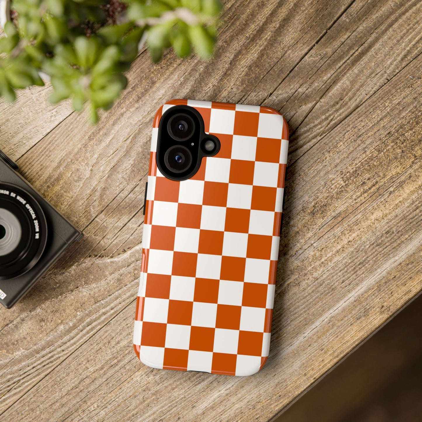 Checkered Phone Case, Checkered Phone Case - iPhone 17 16 15 14 13 12 11 Pro Max  - Trendy Black and Brown Checkerboard