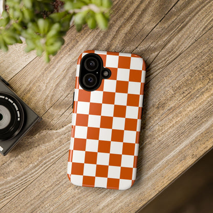 Checkered Phone Case, Checkered Phone Case - iPhone 17 16 15 14 13 12 11 Pro Max  - Trendy Black and Brown Checkerboard