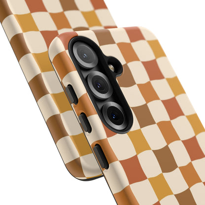 Boho Checked Phone Case, Checkerboard Design, Durable Protection, Phone Cover, Phone case For iPhone and Samsung, Trendy Phone Cover