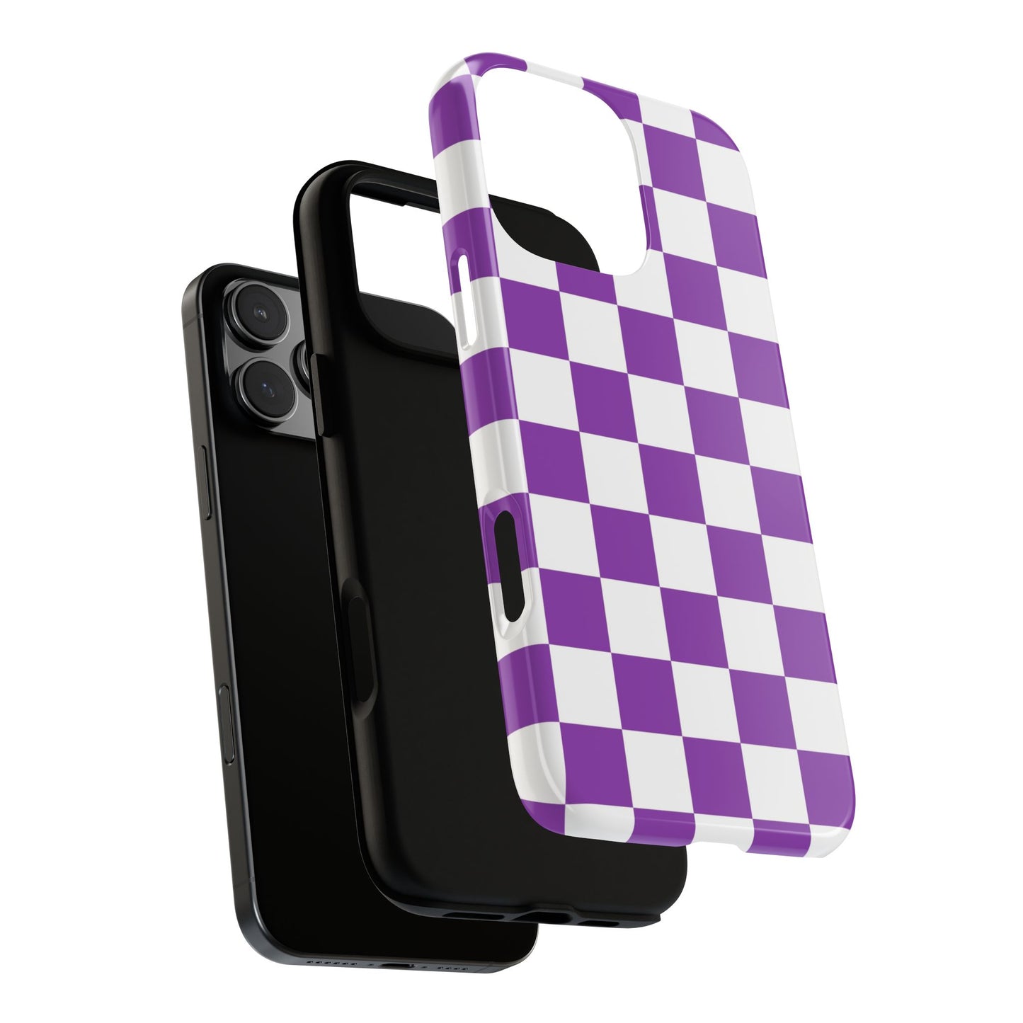 Purple Checkered Phone Case,  iPhone 17 Pro, 17, 16, 15, 14, 13, 12, 11, X, XR, XS MAX, Trendy Gift for Friends, Accessory for Occasions