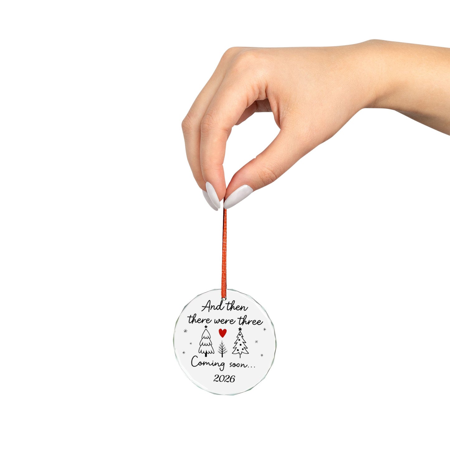 2026 Baby Announcement Christmas Ornament 2025, And Then There Were Three, Pregnancy Christmas Gift For Expecting Mom, Mom Dad To Be Gift