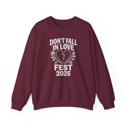 Don't Fall in Love Fest 2025 Sweatshirt, Broken Heart Floral Crewneck, Anti Love Sweater, Festival Aesthetic Pullover, Valentines Gift