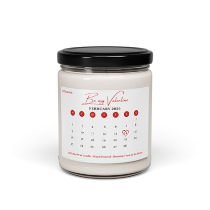 February Valentine day Calendar Heart Candle, Date Jar, Valentine's Day Gift. Soy Wax Candle, Anniversary Candle,  Scented 9oz Candle