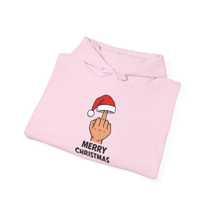 Funny Christmas Hoodie, Santa Hat Middle Finger Hoodie, Merry Christmas Sweater, Rude Holiday Hoodie, Funny Xmas Gift for Adults