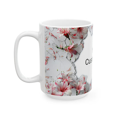 Personalized Floral Custom Text Ceramic Mug, Perfect Gift for Home, Personalized Coffee Cup, Unique Kitchen Decor, Birthday, Mother's Day