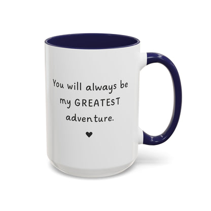 You're My Greatest Adventure Coffee Cup, Custom Line Drawing Couple Mug, Anniversary Gift For Husband Wife, Engagement Gift, Valentine's Day