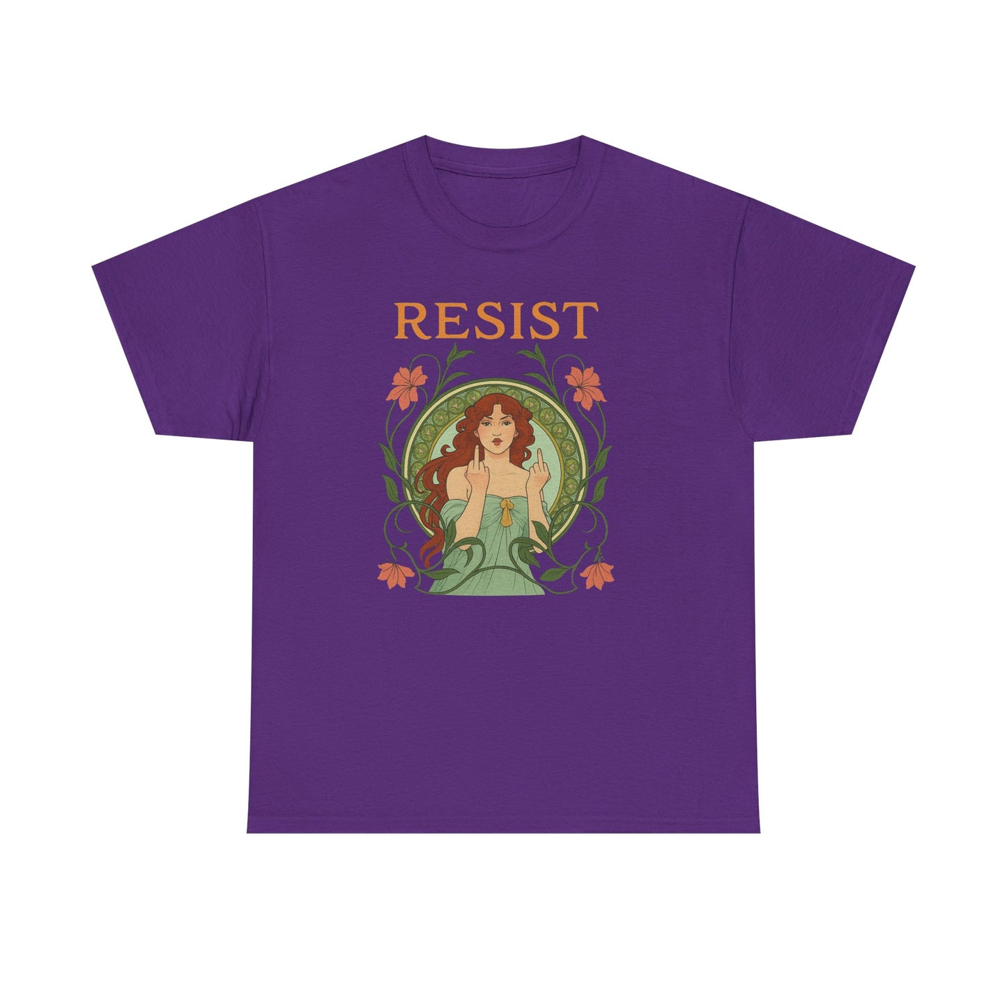 Resist Art Nouveau Woman Tee, Feminist Vintage Shirt, Botanical Activist T-Shirt, Retro Feminism Gift, Empowerment Top, Mucha Anti Trump