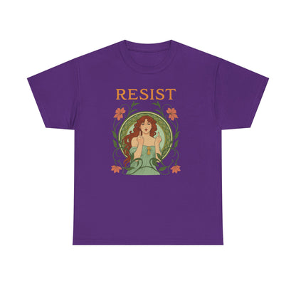 Resist Art Nouveau Woman Tee, Feminist Vintage Shirt, Botanical Activist T-Shirt, Retro Feminism Gift, Empowerment Top, Mucha Anti Trump
