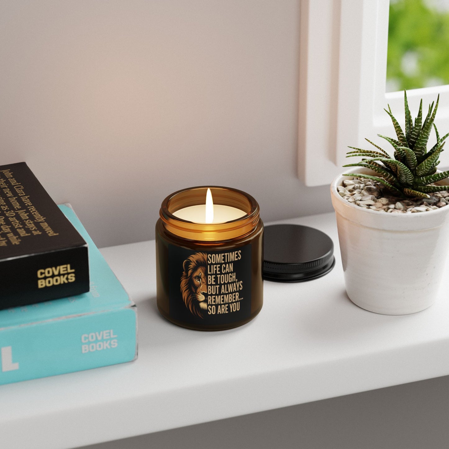 Scented Soy Candle, Inspirational Gift for Self-Care, Relaxation, Home Decor, Lion Design, Birthday, Encouragement
