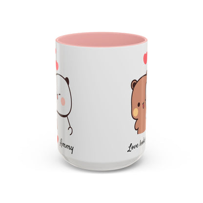 Personalized Dudu Bubu Mug | Cute Bear Coffee Cup | Color Handle Mug | Birthday Christmas Gift | Funny Mug for Her Him Valentine Gift