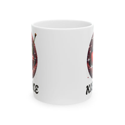 Kiss Me Coffee Mug, Cherry Lips Design Ceramic Mug, Cute Aesthetic Coffee Cup, 11oz 15oz Gift, Fun Novelty Mug