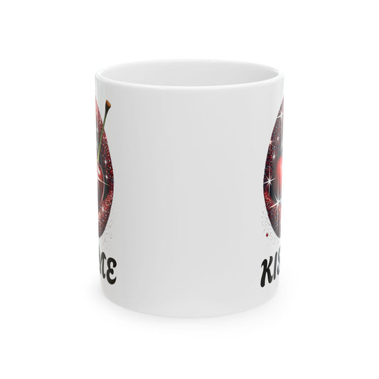 Kiss Me Coffee Mug, Cherry Lips Design Ceramic Mug, Cute Aesthetic Coffee Cup, 11oz 15oz Gift, Fun Novelty Mug