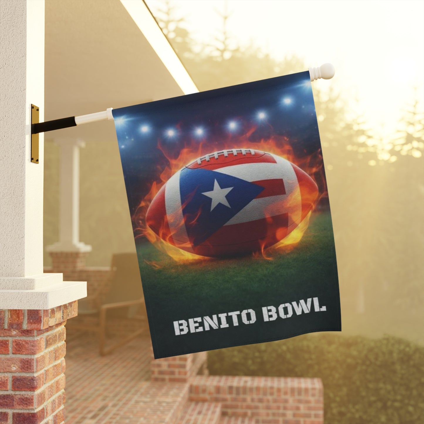 Puerto Rico Flag Football Garden Flag | PR Pride Outdoor Banner | Game Day Yard Decor | Latin Culture Sports Flag