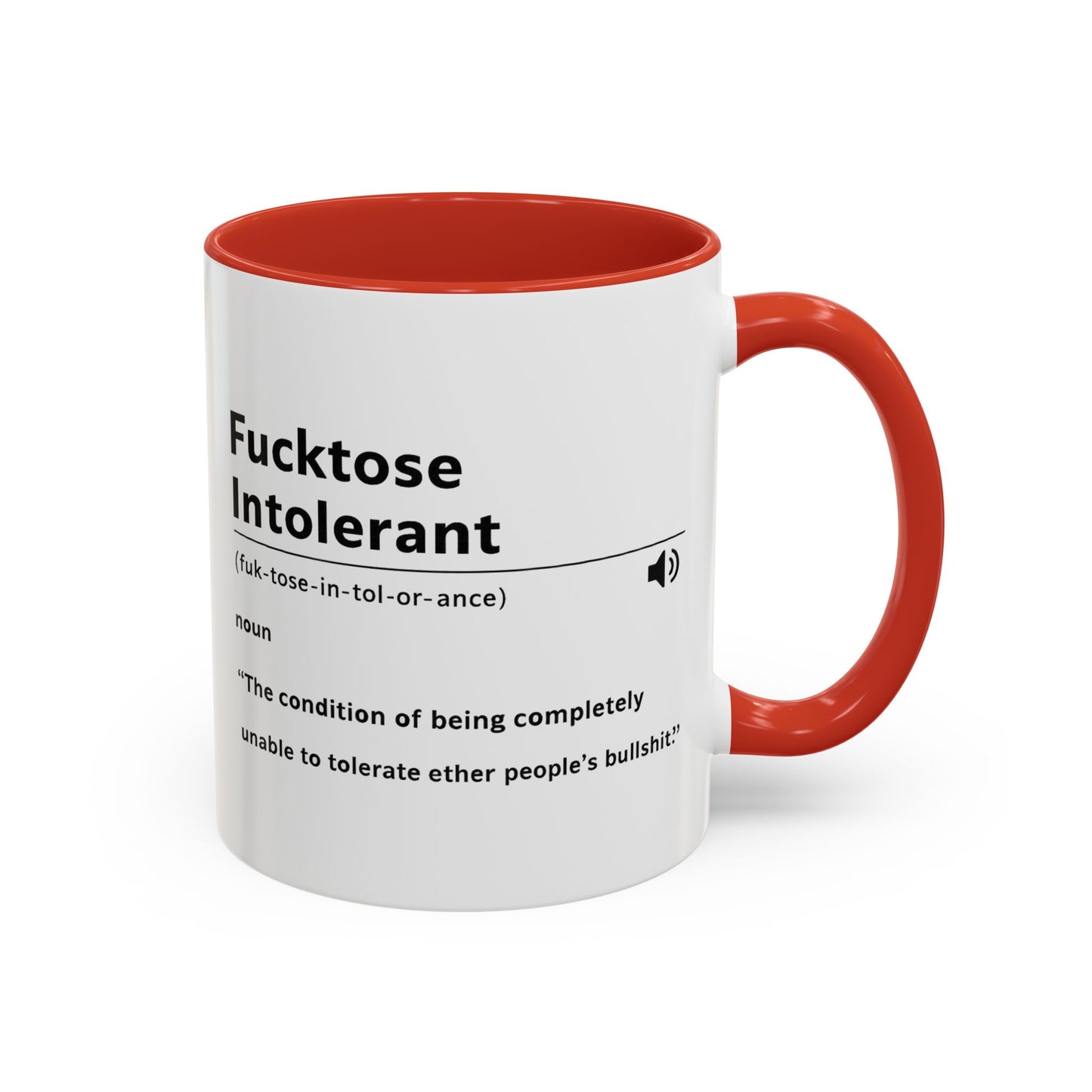 Fucktose Intolerant Definition Mug, Funny Accent Coffee Mug 11oz 15oz, Sarcastic Adult Humor Mug, Gag Gift for Friends