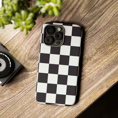 Black and White Checker iPhone Case, Stylish iPhone Cover for Teens, Holiday Gift, Unique Mobile Accessories, Tough Protection