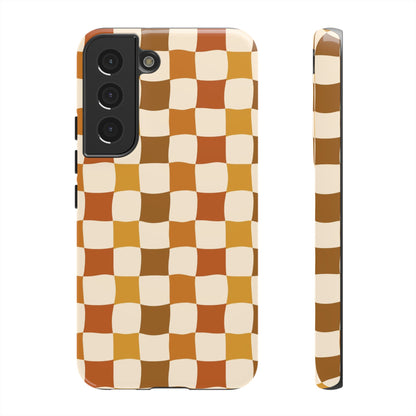 Boho Checked Phone Case, Checkerboard Design, Durable Protection, Phone Cover, Phone case For iPhone and Samsung, Trendy Phone Cover